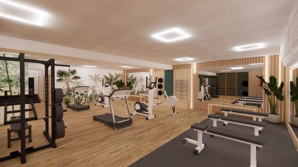 Plan 3D d'une salle de sport à Cergy